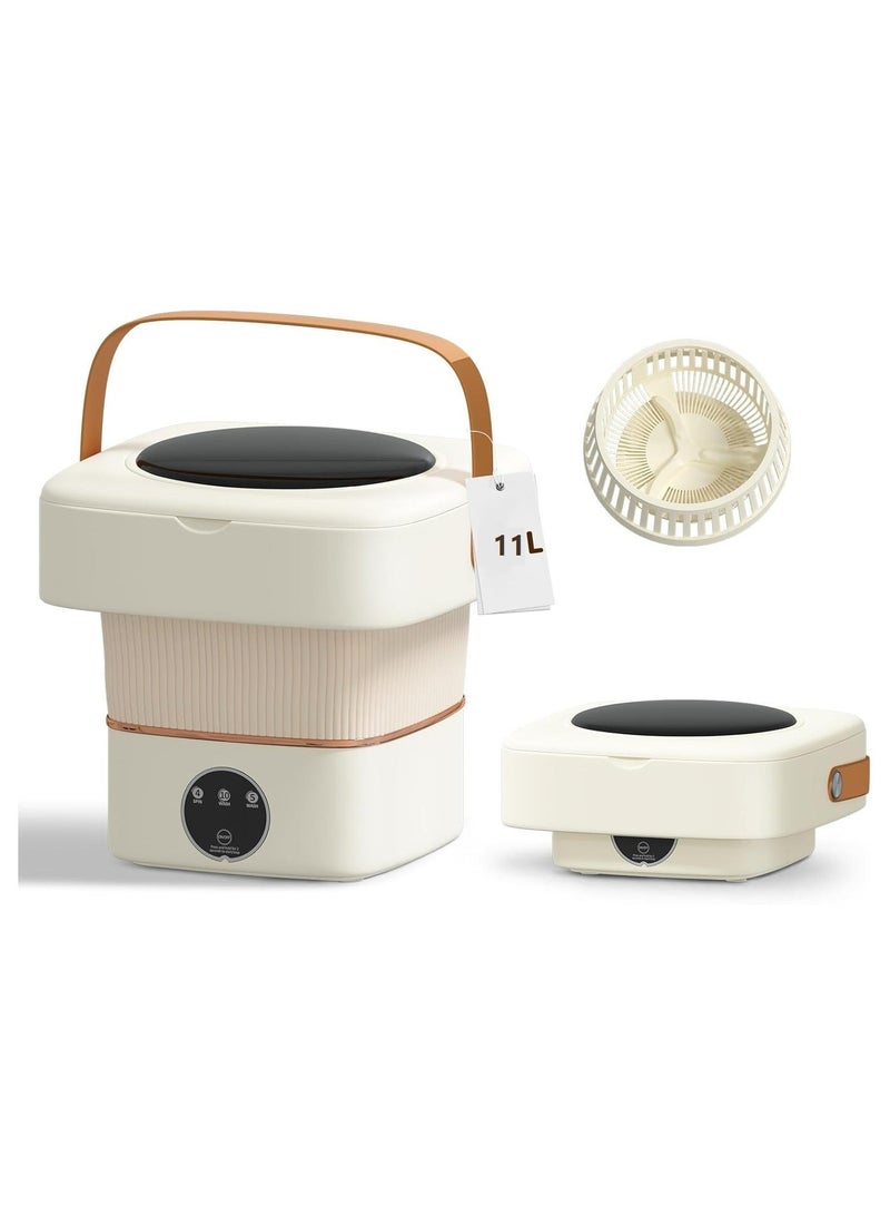 غسالة صغيرة محمولة قابلة للطي 11 لتر مع مجفف دوار للتنظيف بالموجات فوق الصوتية والتعقيم مع سلة تصريف - Image 2